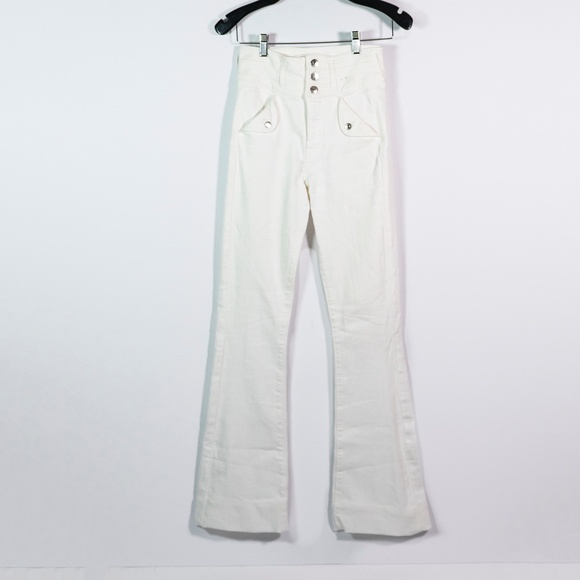 Veronica Beard Giselle Flare Cotton Stretch Extra High Rise Denim Jeans White 25 - Picture 1 of 4